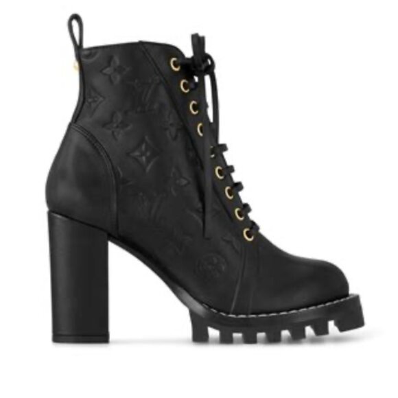 Rare & Auth Louis Vuitton Star Trail Ankle Boots Leather Black On Black Monogram - Picture 1 of 5